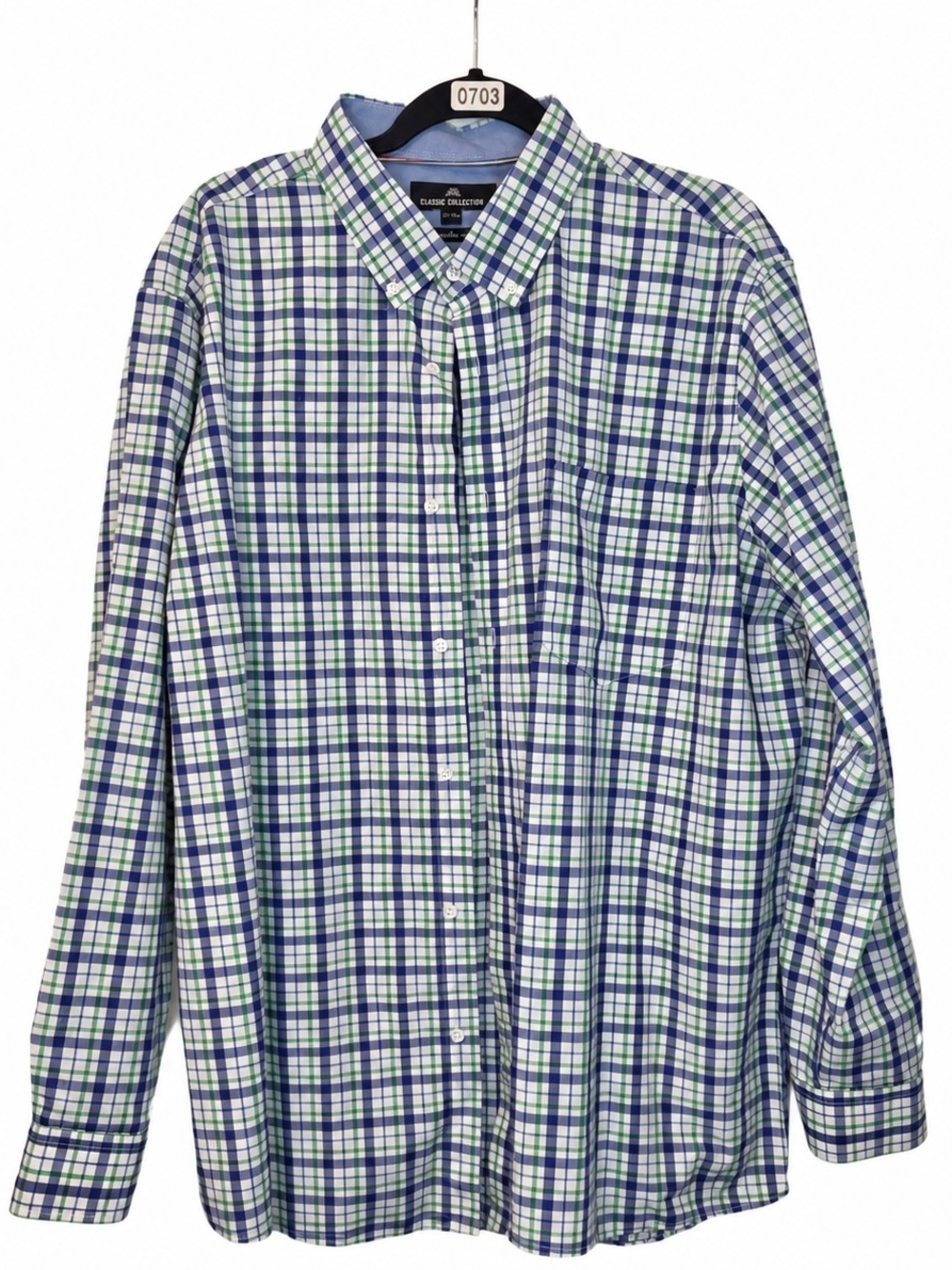 IC COLLECTION Blue & Green Check Button-Down Dress Shirt